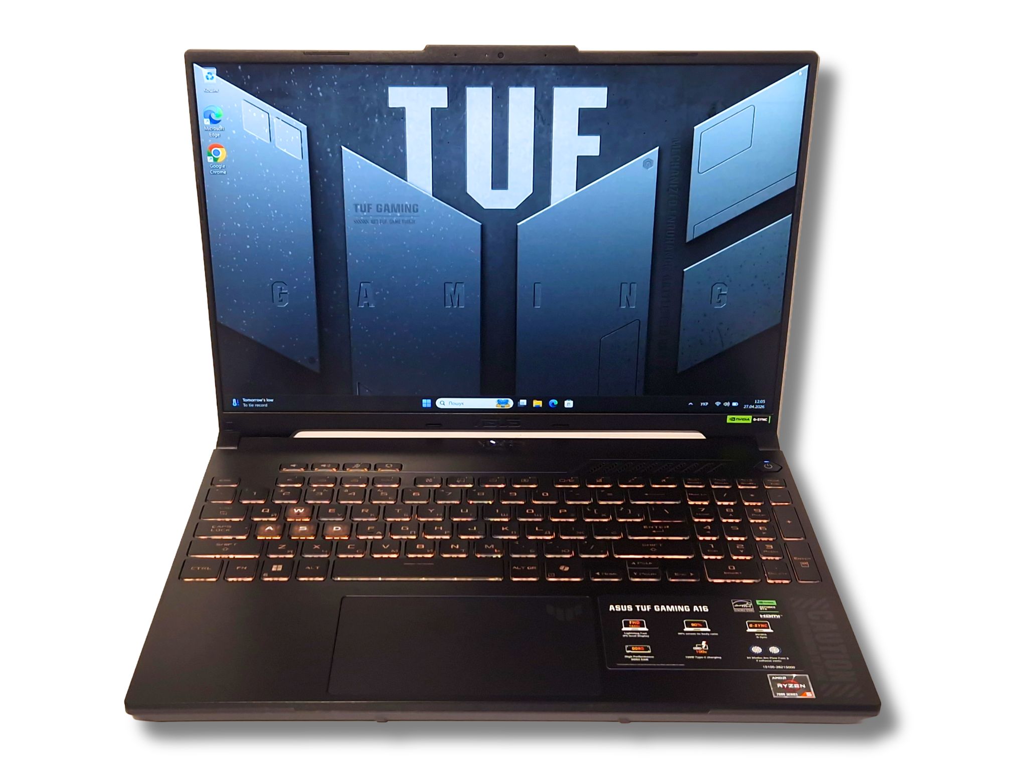 Ігровий ноутбук б/у Asus TUF A16 FA607NU 16" 144Hz Ryzen 5 7535HS 16/512 Гб SSD RTX 4050 6Гб 140Вт,  Стан нового - фото 6