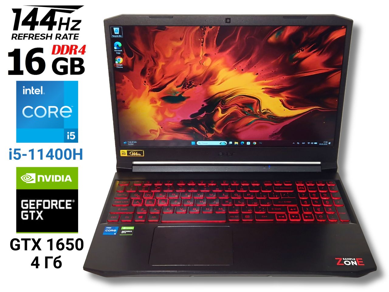 Ігровий ноутбук б/у Acer Nitro 5 144Гц Core i5-11400H 16/256+1Тб GTX 1650 4Гб