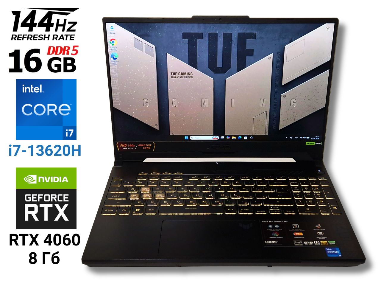 Ігровий ноутбук б/у Asus TUF A15 FA507VV 15.6" 144Hz sRGB 100% Core i7-13620H 16/512 Гб SSD RTX 4060 8Гб 140Вт