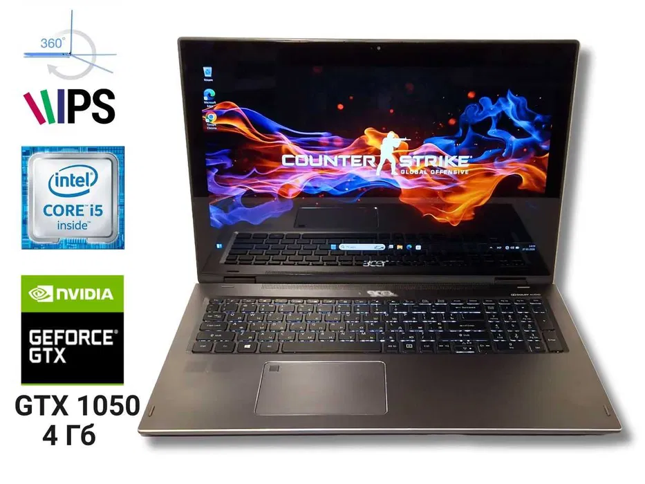 Ігровий ноутбук б/у трансформер Acer Spin 5 SP515 i5-8250U 8/256+500Гб GTX 1050 4Гб