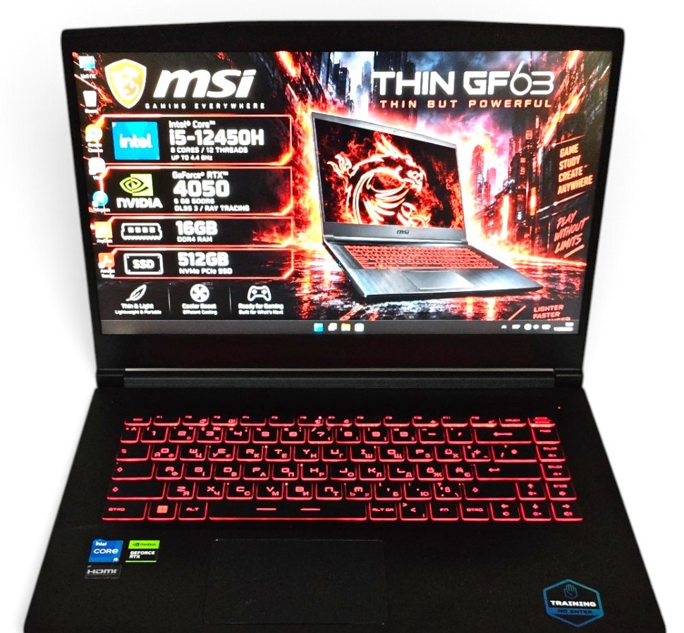 Ігровий ноутбук б/у MSI GF63 Thin 12VE 15.6" FHD 144Hz Core i5-12450H 16/512 RTX 4050 6GB