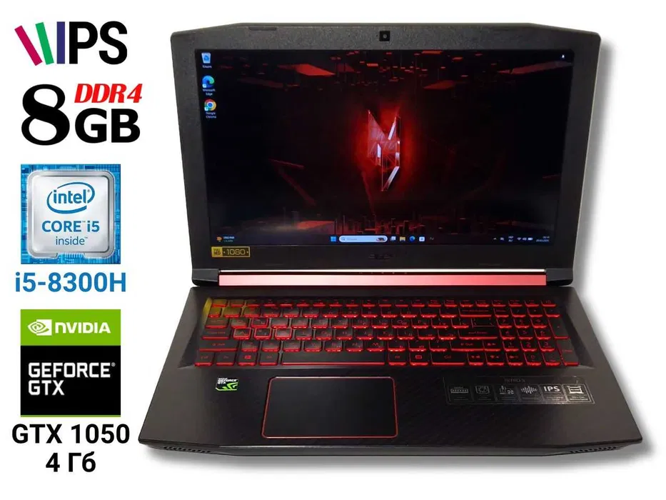 Ігровий ноутбук б/у Acer Nitro 5 IPS i5-8300H 8/128+1Тб GTX 1050 4Гб